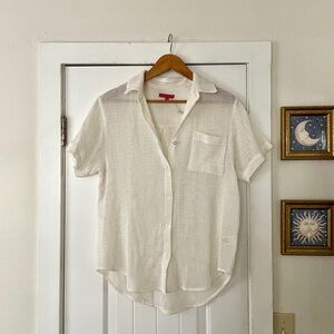 NWT Z Supply Lightweight Cream Short-Sleeve Woven Shirt Coastal Size XS fits S